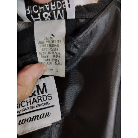 4302)R&M Richards Karen Kwong Black Bling Sheer Tank & Duster Set Plus Size 24W - Picture 9 of 9